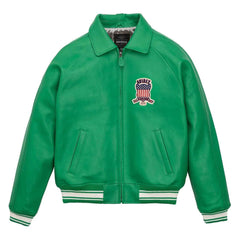 Handcrafted Men’s Avirex Leather Jacket Green Leather Bomber Jacket Classic Style