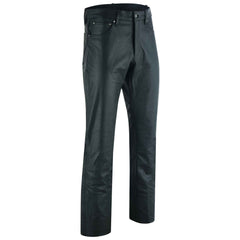 High Quality Women's Classic 5 Pocket Black Casual Motorcycle Leather Pants