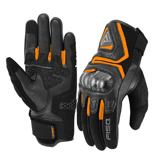 FISA FX3 Orange Gloves – Goatskin Leather Motorcycle Riding Gloves