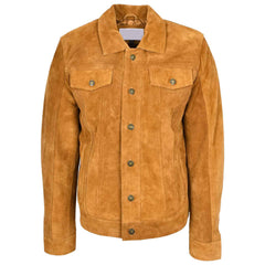 Men’s Real Suede Trucker Jacket – Lee Rider Style Timmy Tan Leather Jacket