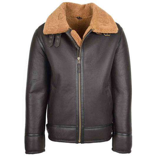 Men’s Top Gun Style Sheepskin Jacket – Oscar Brown Ginger Aviator Flight Jacket