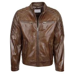 Regals Leather Men’s Quilted Biker Jacket – Jackson Timber Distressed Leather