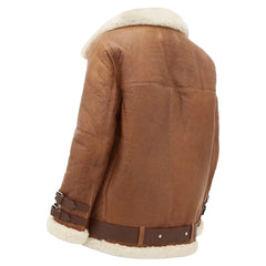 Vintage Brown B3 RAF Aviator Jacket for Women – Faux Fur Sheepskin Bomber Style
