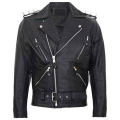 Classic Vintage Leather Biker Jacket for Men – Fringe, Studded & Tassel Design