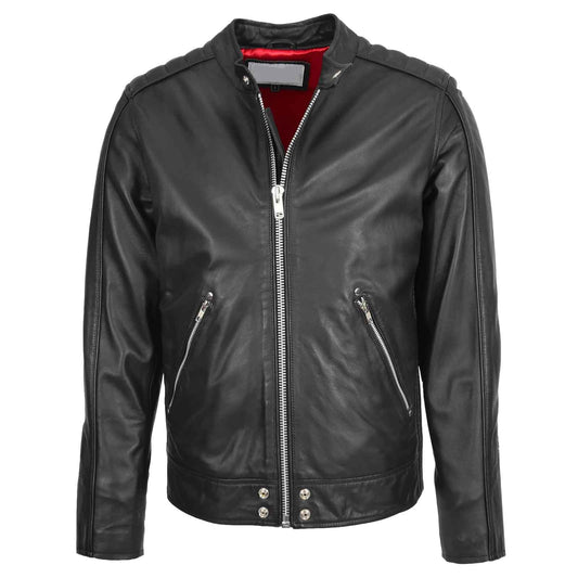 Regals Leather Men’s Casual Biker Jacket – Andy Black Premium Leather
