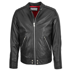 Regals Leather Men’s Casual Biker Jacket – Andy Black Premium Leather