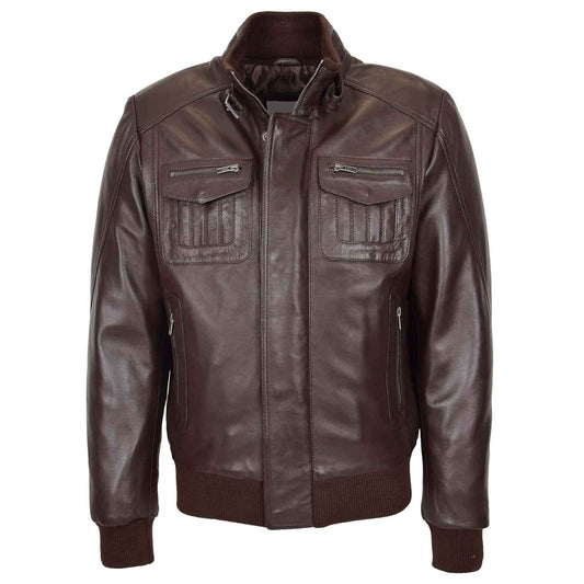 Men’s Leather Bomber Flight Jacket – Tom Brown Classic Aviator Style