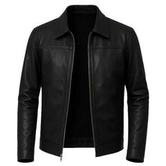 Regals Leather Mark Men's Harrington Black Lambskin Leather Jacket