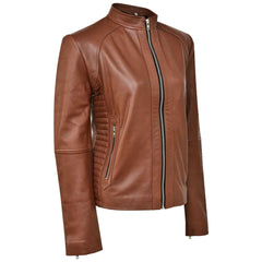 Regals Leather Breathable Lightweight Women's Brown Leather Jacket