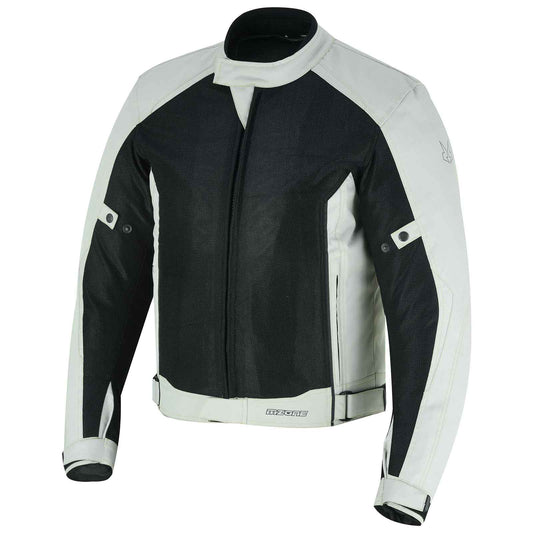 MZONE Ashton White Ice Motorcycle Summer Jacket / Breathable Protection with Modern Fit