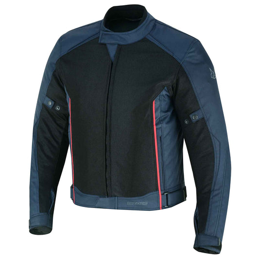 MZONE Ashton Summer Jacket – Black/Blue Motorcycle Gear with CE Protection