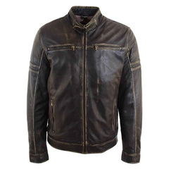 Men’s Ricky Vintage Rub-Off Real Leather Biker Jacket | Regals Leather