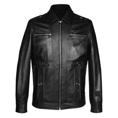 Benjo Black Leather Men’s Jacket – Classic Biker Style & Premium Comfort