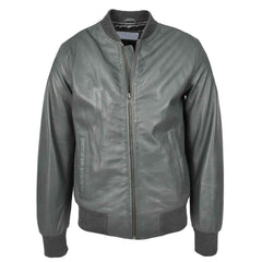 Men’s Grey Leather MA-1 Bomber Jacket | Ryan Flight Style Jacket for Men
