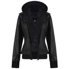 Onyx Women’s Hooded Black Leather Bomber Jacket – Classic Genuine Leather Outerwear for Fall & Winter
