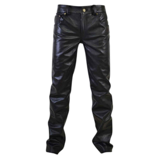 Men's Leather Pants | Black Leather Pants Men 5 Pocket Motor Cycle Black Men's Pant