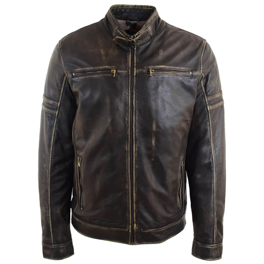 Men's Genuine Leather Biker Jacket Black | Vintage Lambskin Motorcycle Jackets For Men