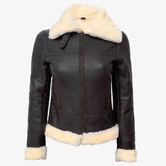 Women’s Dark Brown B3 Shearling Bomber Jacket – Vintage Aviator Style | Regals Leather