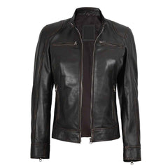 Dodge Women’s Vintage Rub-Off Brown Leather Jacket – Regals Leather
