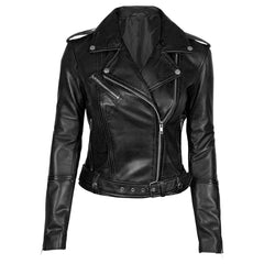 Real Leather Biker Jacket for Women – Classic Motorcycle Style & Premium Quality