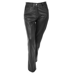 Best Quality Ladies Leather Slim Fit Trousers Black