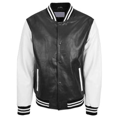 Garry Black & White Leather Varsity Jacket for Men – Classic College Boy Style