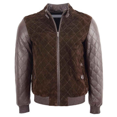 Men’s Leather and Suede Bomber Varsity Jacket – Bradley Brown Classic