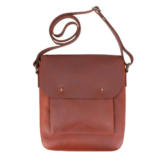Adjustable Strap & Crossbody Messenger Men’s Genuine Leather Bag Reddish-Brown