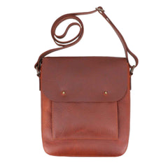 Adjustable Strap & Crossbody Messenger Men’s Genuine Leather Bag Reddish-Brown