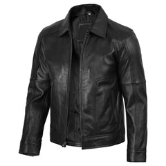 Thomas Men's Harrington Vintage Genuine Lambskin Black Leather Jacket