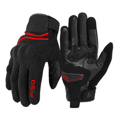 FISA Sandro Guantes de verano para hombre, rojos, guantes ligeros de piel transpirable para motociclista