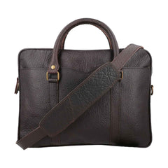 Adjustable Strap and Top Handle – REGALS LEATHER Vintage Blackish-brown Leather Bag for Work, Travel & Business