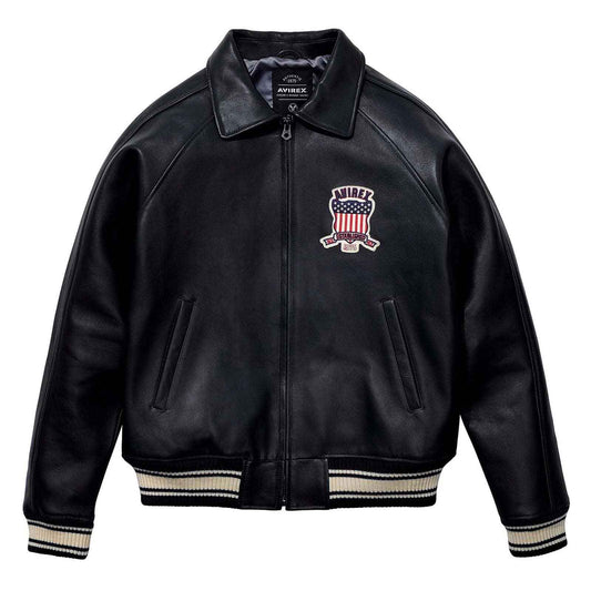 Best Seller Men’s Iconic Avirex Leather Jacket Black Leather Bomber Jacket Aviator Style