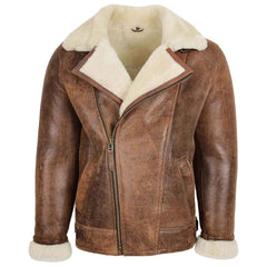 Men’s Vintage Brown Sheepskin Aviator Jacket | Blen Pilot Flight Leather Jacket