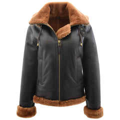 Women's Genuine Sheepskin B3 Pilot Jacket – Naomi Brown with Detachable Hood
