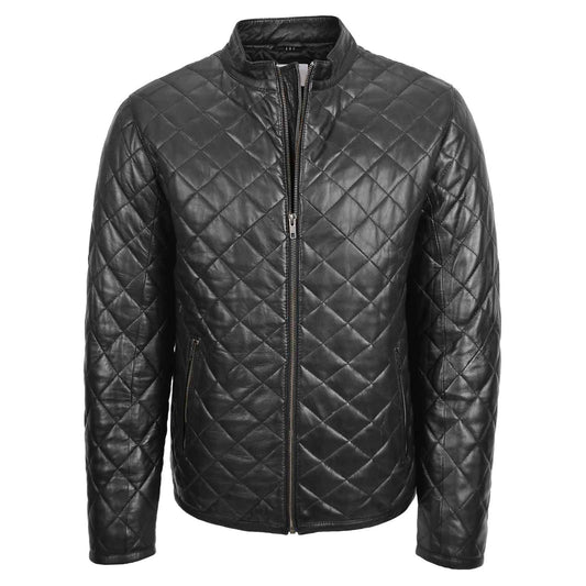 Men’s Quilted Anorak Leather Jacket in Black – Jeff Style Outdoor Fashion | Regals Leather