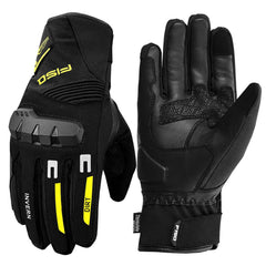 Guantes Fluorescentes Amarillos de Invierno FISA Dirt – Guantes de Moto Impermeables Aislados de Alta Visibilidad