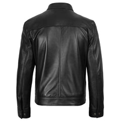 Regals Leather Owen Men's Black Cafe Racer Style Lambskin Leather Jacket