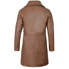 Regals Leather Men's 3/4 Length Brown Genuine Leather Car Coat