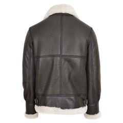 Men’s Genuine Sheepskin B3 Bomber Jacket – Regals Leather Brown/White Aviator