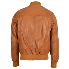 Men’s Leather MA-1 Bomber Jacket – Ryan Tan Classic Flight Style