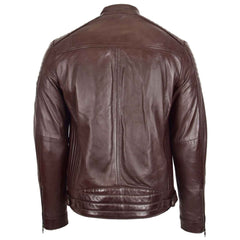 Regals Leather Men’s Brown Café Racer Jacket – Ron Quilted Biker Design