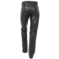 Men’s Black Leather Trousers Straight Leg Classic Fit Casual Jeans | Stylish Biker Pants by Regals Leather