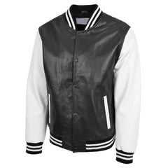 Garry Black & White Leather Varsity Jacket for Men – Classic College Boy Style