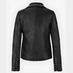 Women’s Eva Studded Leather Jacket | Stylish Biker Moto Outerwear