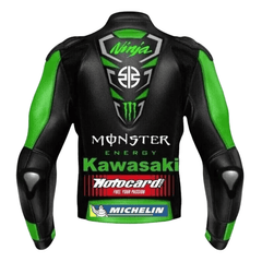 Chaqueta de Cuero de Moto Premium Hecha a Mano – Estilo Ninja Inspirado en Kawasaki para Hombre