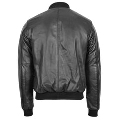 Men’s Black Leather MA-1 Bomber Jacket | Ryan Flight Style Leather Jacket for Men