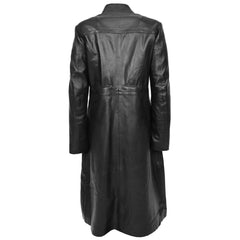 Women’s Duster Long Black Trench Coat – Full-Length Genuine Leather Coat for Women