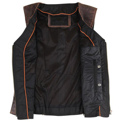 Women's Black Premium Cowhide Biker Motorcycle Leather Vest with Cowgirl Western Leather Outwear, Adjustable Side Buckles