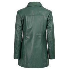 Regals Leather Genuine Women's Green Real Leather Car Coat